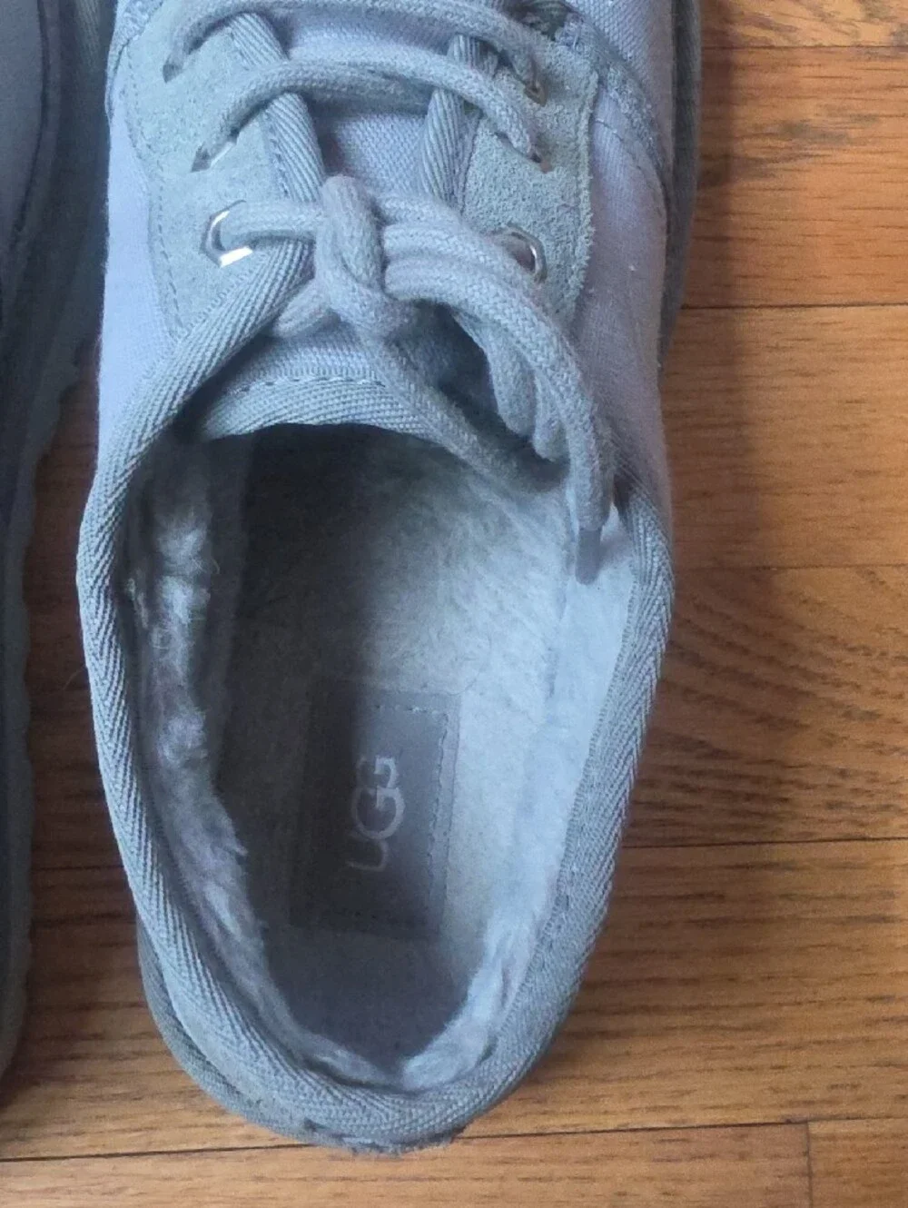 Ugg Nuemel Mens Gray Canvas Lace-Up Shoes